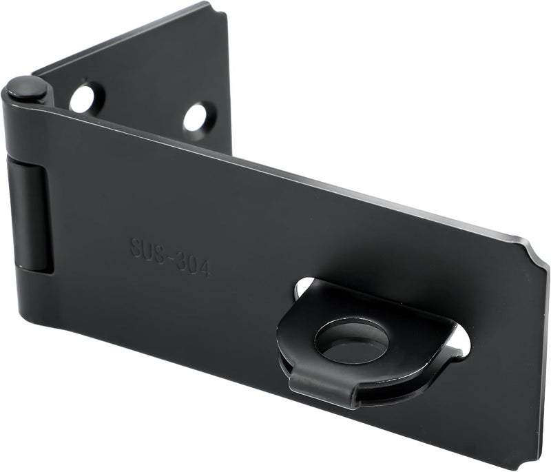 Mooche Door Lock Hasp Latch, Thicked SUS304 Stainless Steel Security Packlock Clasp Hasp Lock Latch for for Interior Door Front Door Toilet Door Barn Door Fence Door Garage Door Pet Room (Black, 4.13 Inch) - Image 1
